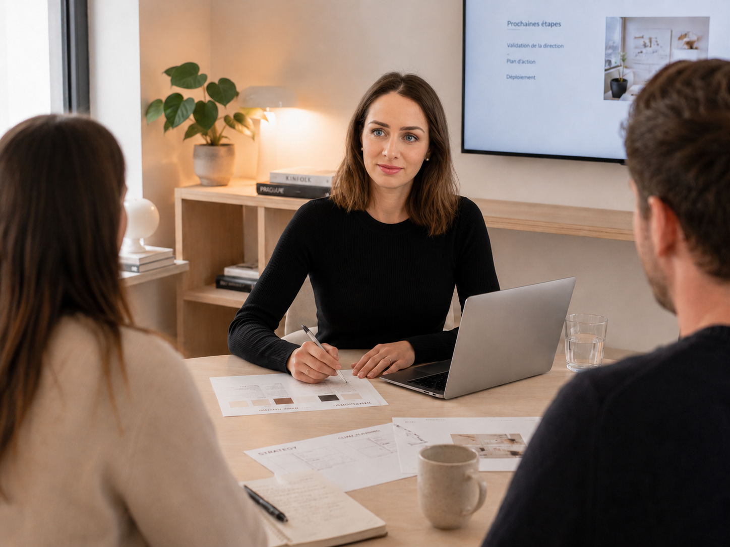 Founder leading a client strategy meeting