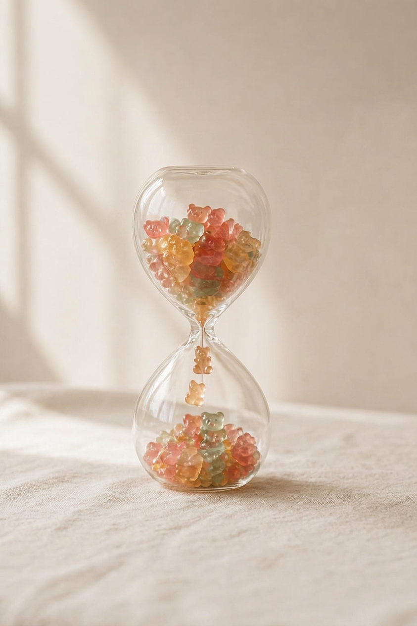 Hourglass filled with premium gummy bears